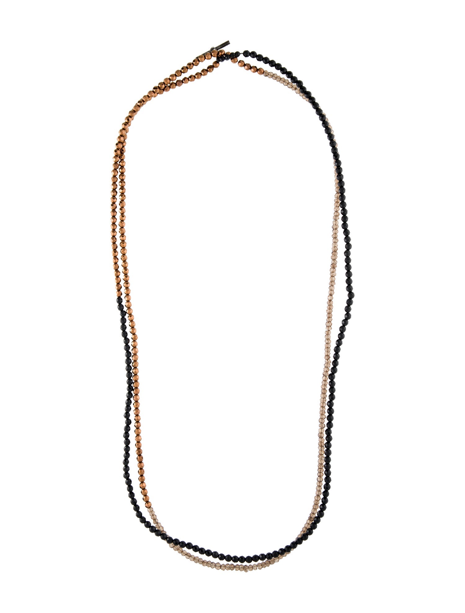 Brunello Cucinelli Onyx, Pyrite & Coated Quartz Bead Strand Necklace ...