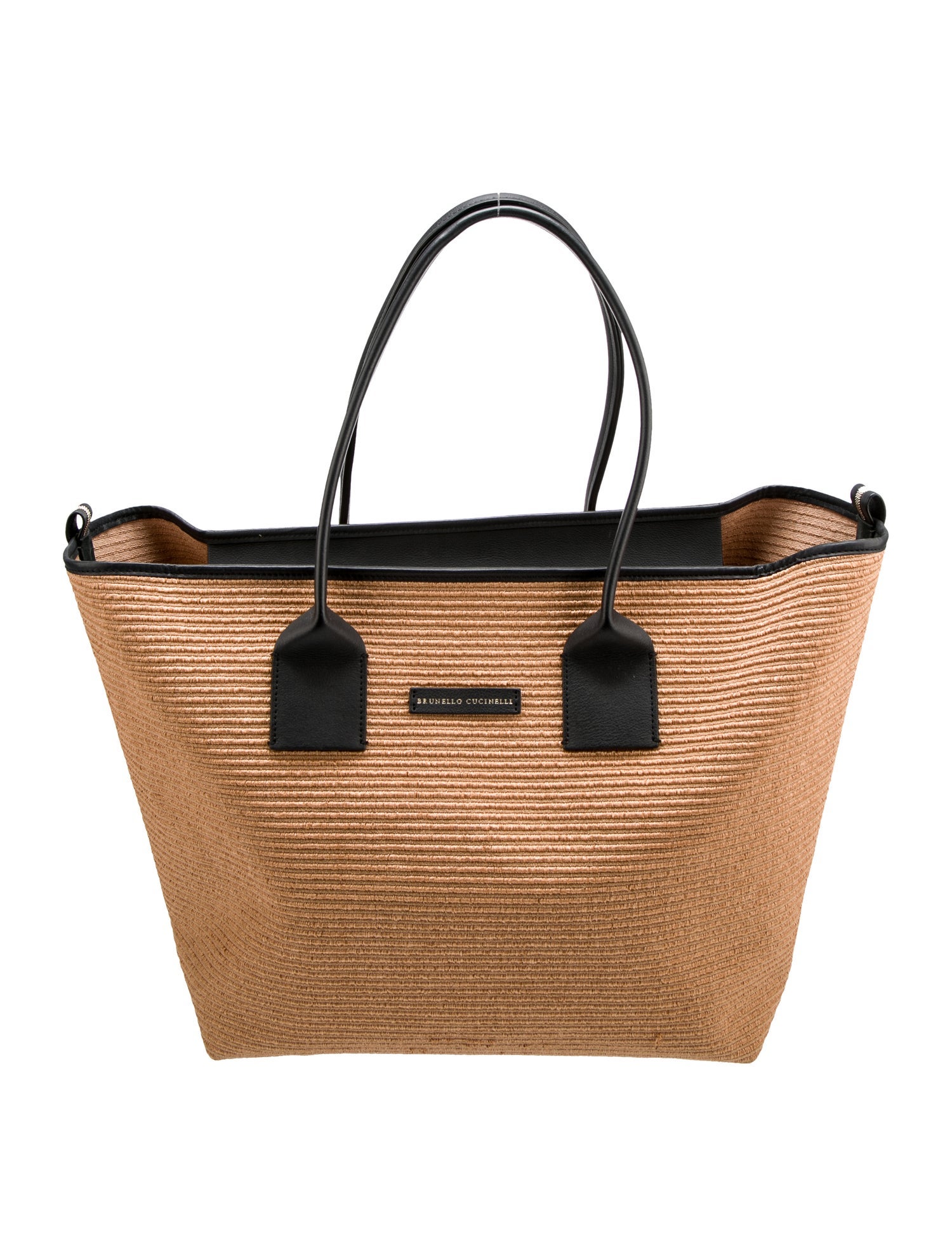 Brunello Cucinelli Leather Trimmed Raffia Tote