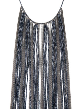 Brunello Cucinelli Stone Monili Beaded Fringe Lavalier Necklace