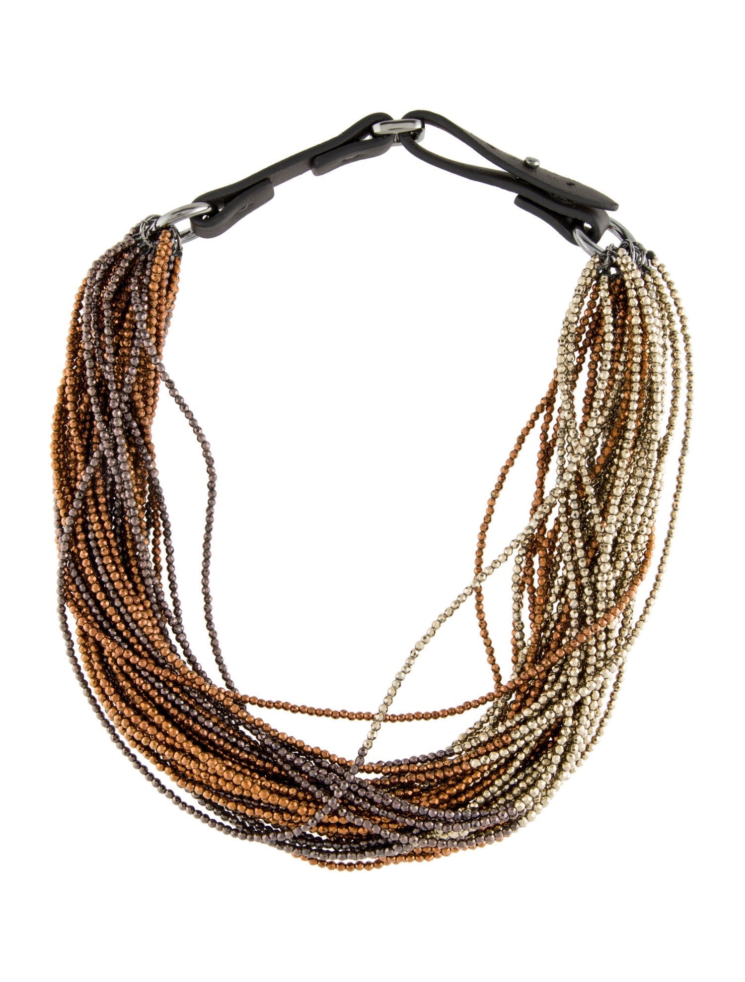 Brunello Cucinelli Leather Monili Bead Choker Necklace