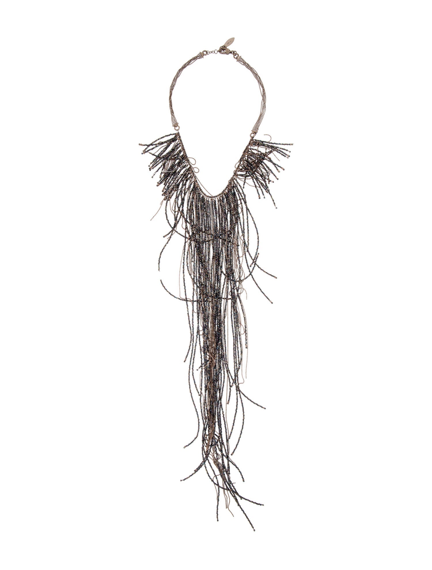 Brunello Cucinelli Monili Long Fringe Beaded Lavalier Necklace
