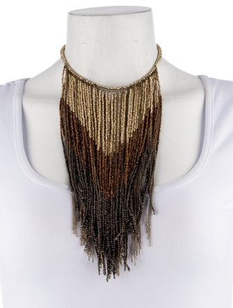Brunello Cucinelli Monili Beaded Fringe Necklace