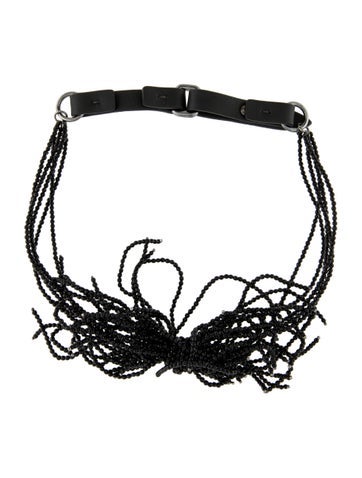 Brunello Cucinelli Collar Stone Beaded Leather Necklace