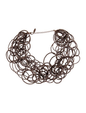Brunello Cucinelli Vetro Rutenio Rodio Nero Collar Necklace
