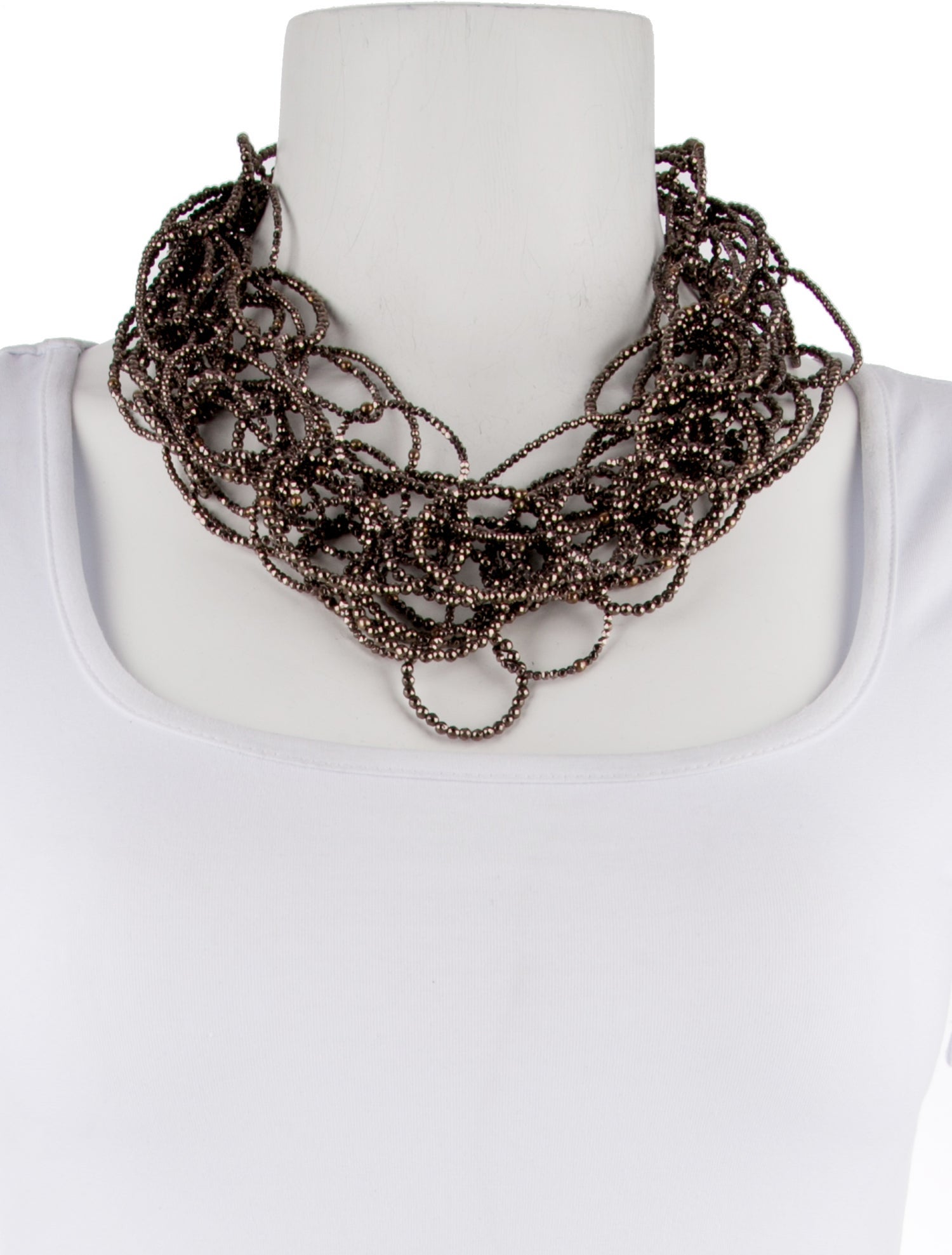 Brunello Cucinelli Vetro Rutenio Rodio Nero Collar Necklace