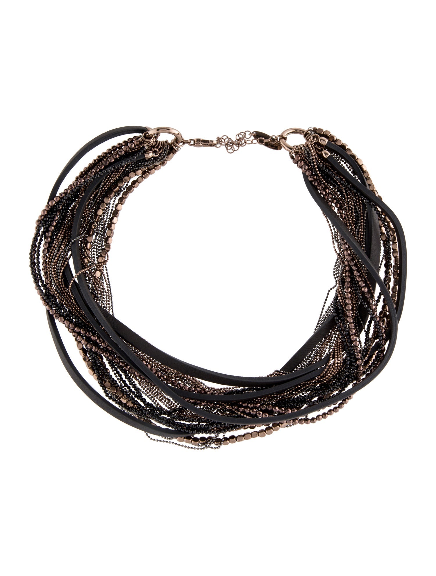 Brunello Cucinelli Leather Monili Bead Multi-Strand Necklace