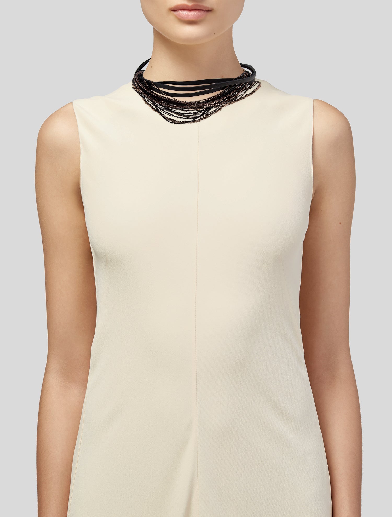 Brunello Cucinelli Leather Monili Bead Multi-Strand Necklace