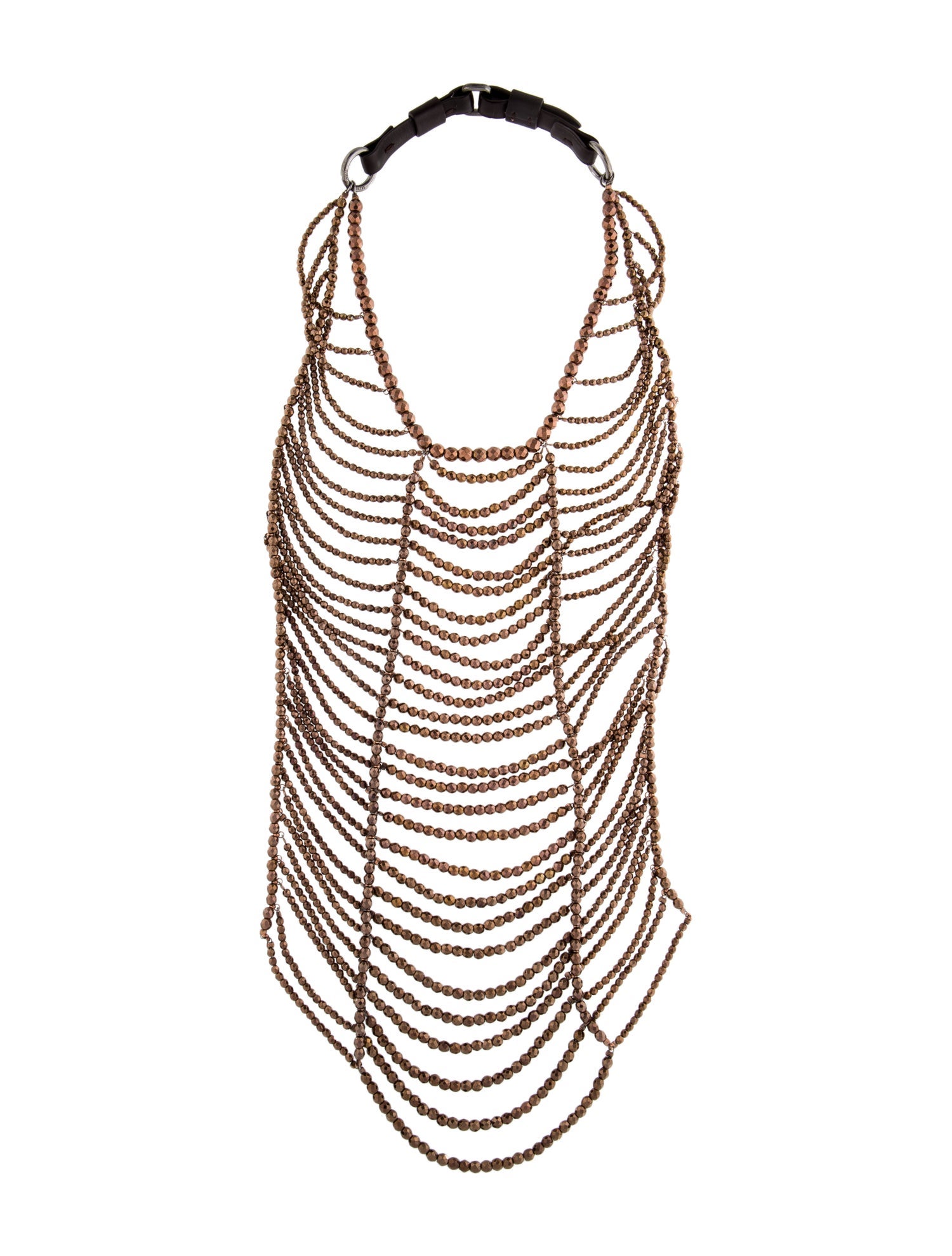 Brunello Cucinelli Metallic Beaded Bib Collar Necklace