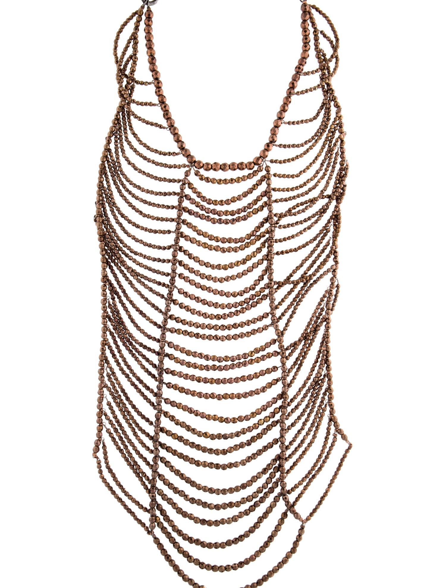 Brunello Cucinelli Metallic Beaded Bib Collar Necklace