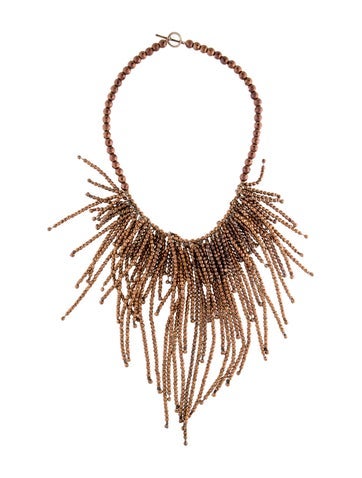 Brunello Cucinelli Collar Beaded Fringe Bib Necklace