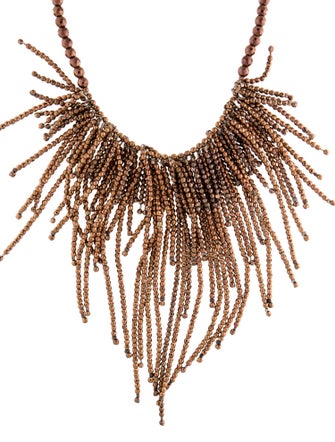 Brunello Cucinelli Beaded Fringe Bib Necklace