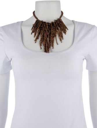 Brunello Cucinelli Beaded Fringe Bib Necklace