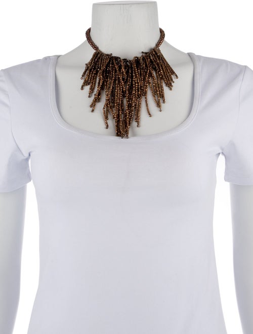 Brunello Cucinelli Beaded Fringe Bib Necklace