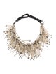 Brunello Cucinelli Leather & Glass Beaded Fringe Choker