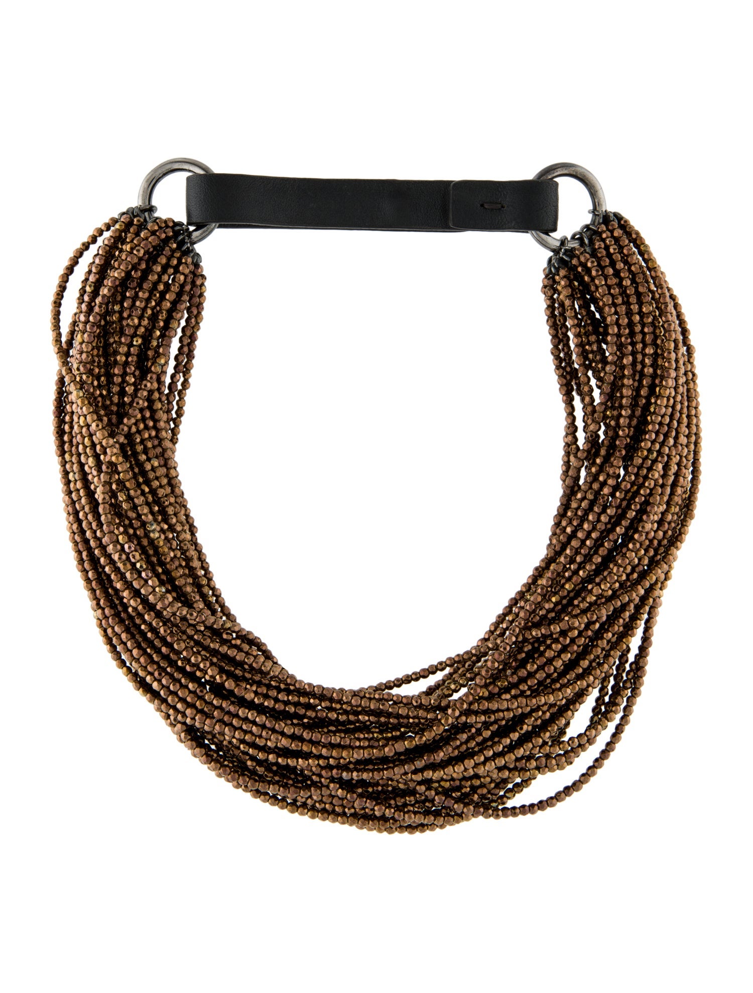 Brunello Cucinelli Stone Multi-Strand Leather Choker Necklace