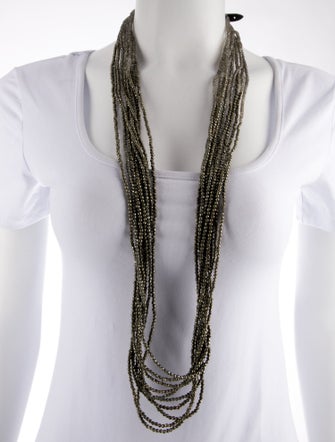 Brunello Cucinelli Beaded Leather Multi-Strand Necklace