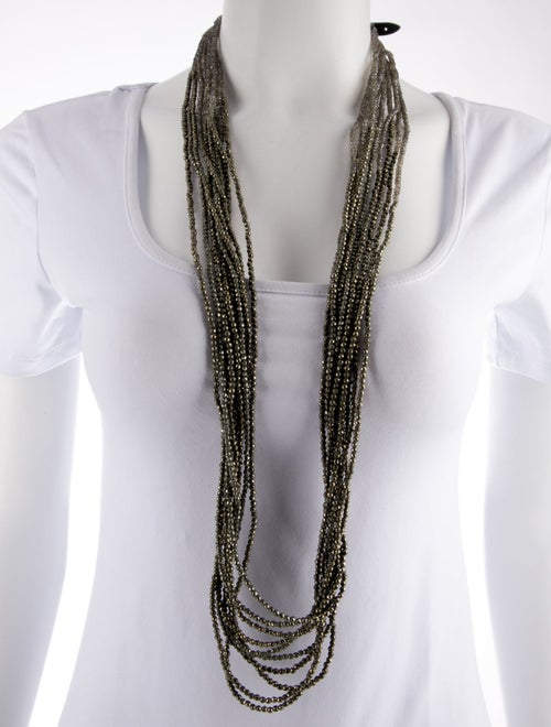 Brunello Cucinelli Beaded Leather Multi-Strand Necklace
