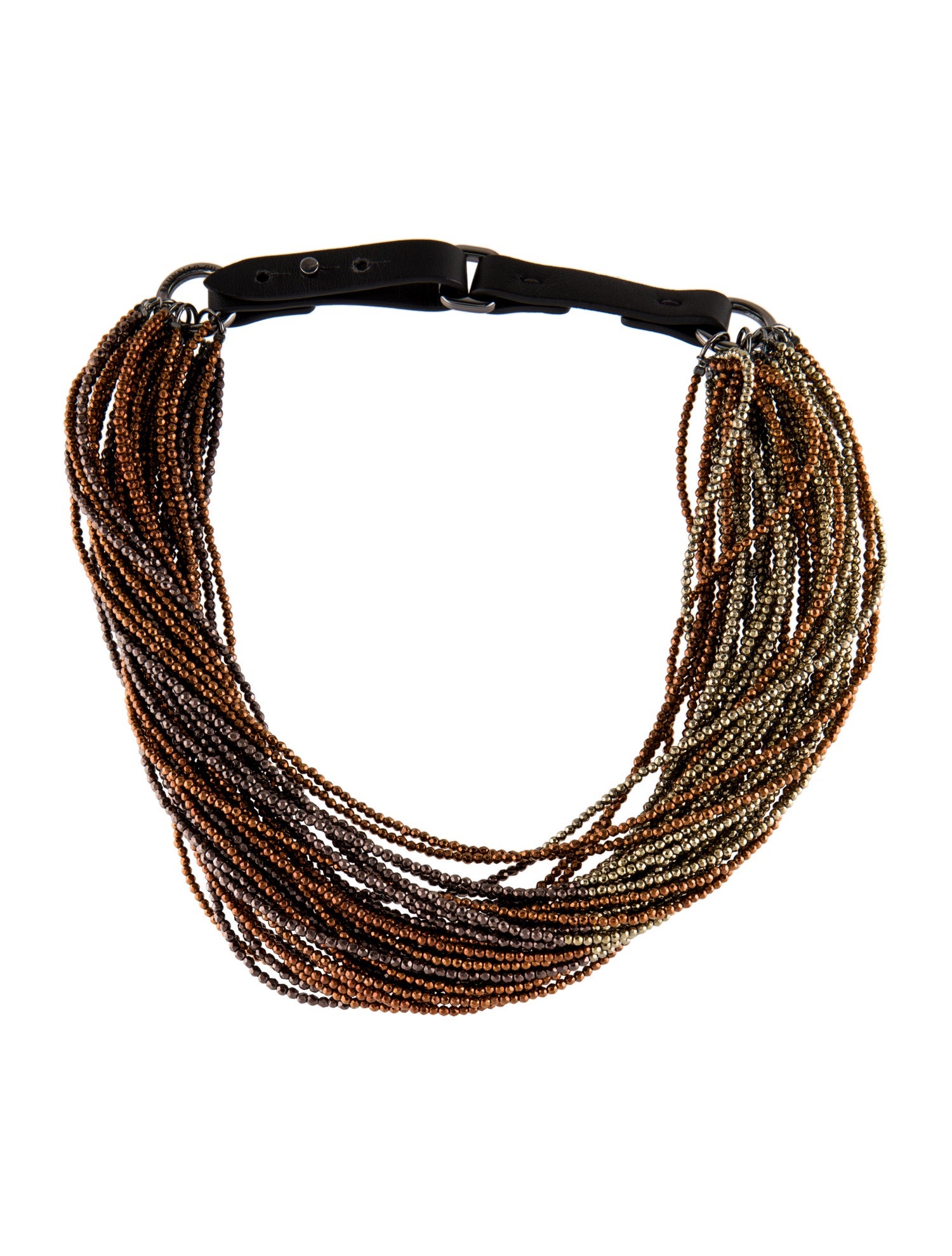 Brunello Cucinelli Leather Monili Bead Choker Necklace