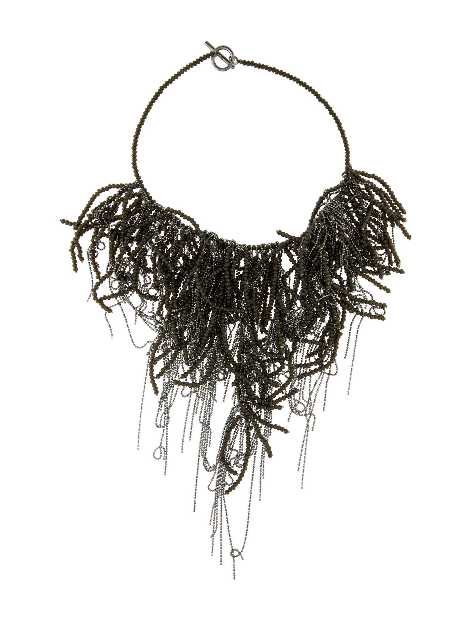 Brunello Cucinelli Stone Monili Beaded Fringe Necklace