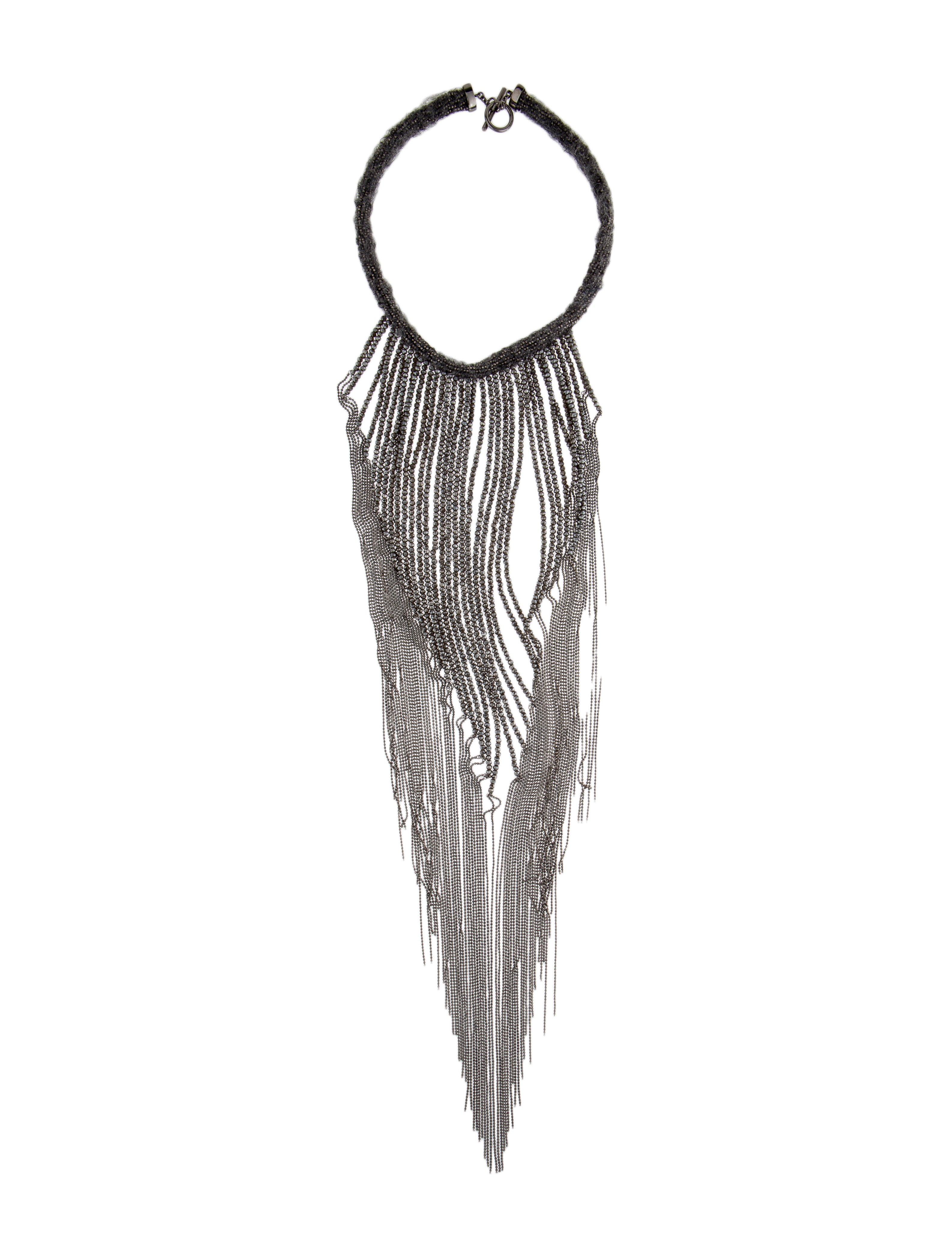 Brunello Cucinelli Cashmere & Glass Bead Monili Fringe Choker