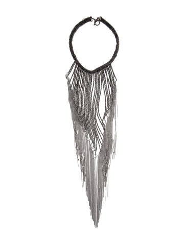 Brunello Cucinelli Choker Cashmere & Glass Bead Monili Fringe