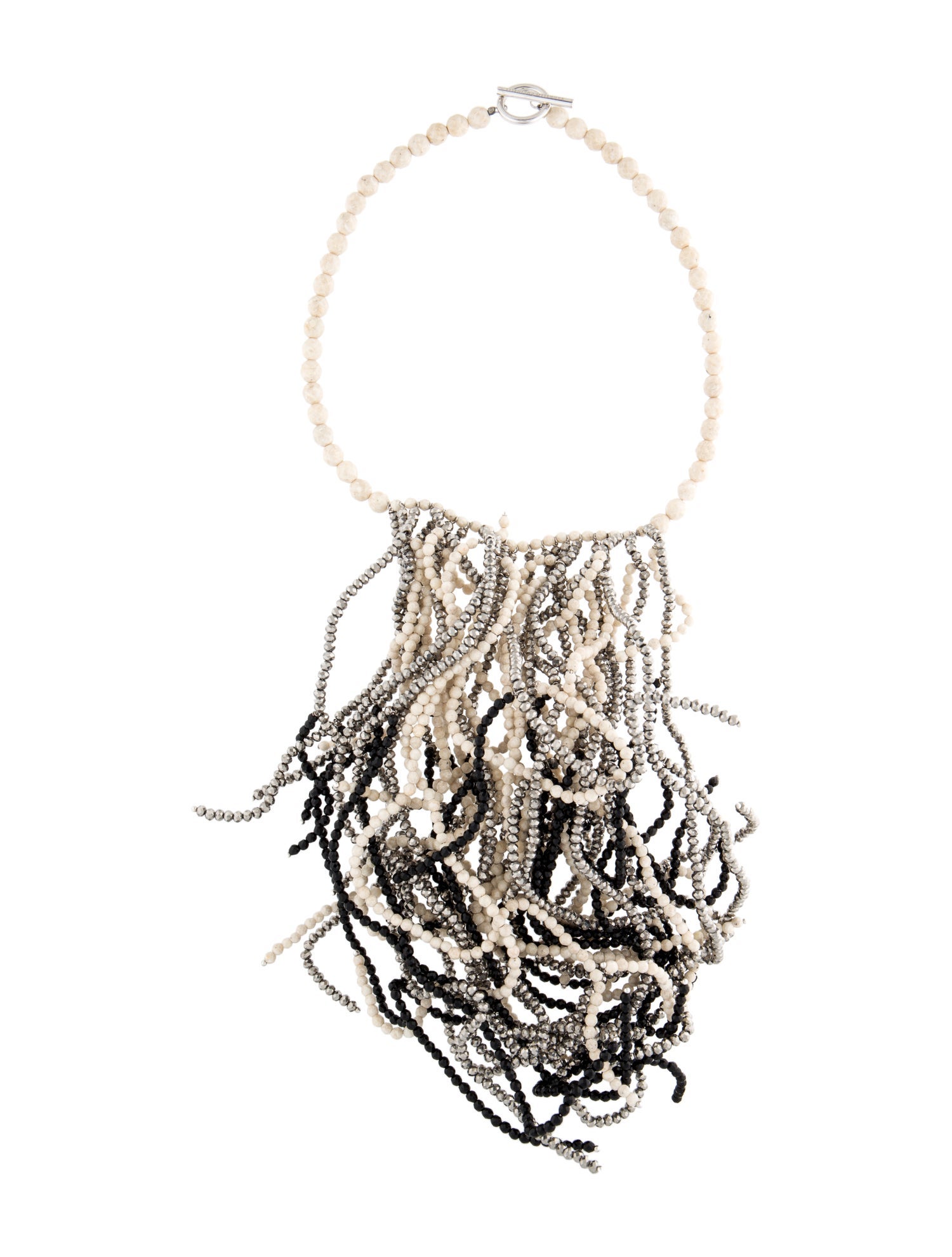 Brunello Cucinelli Beaded Fringe Bib Necklace