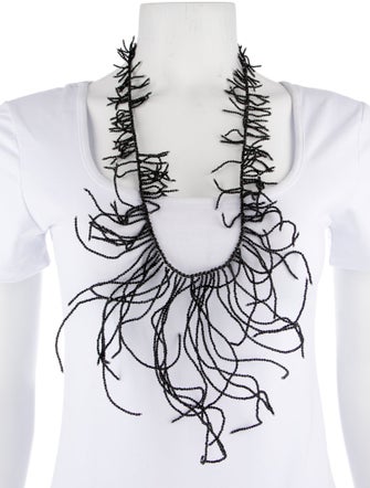 Brunello Cucinelli Beaded Fringe Leather Necklace