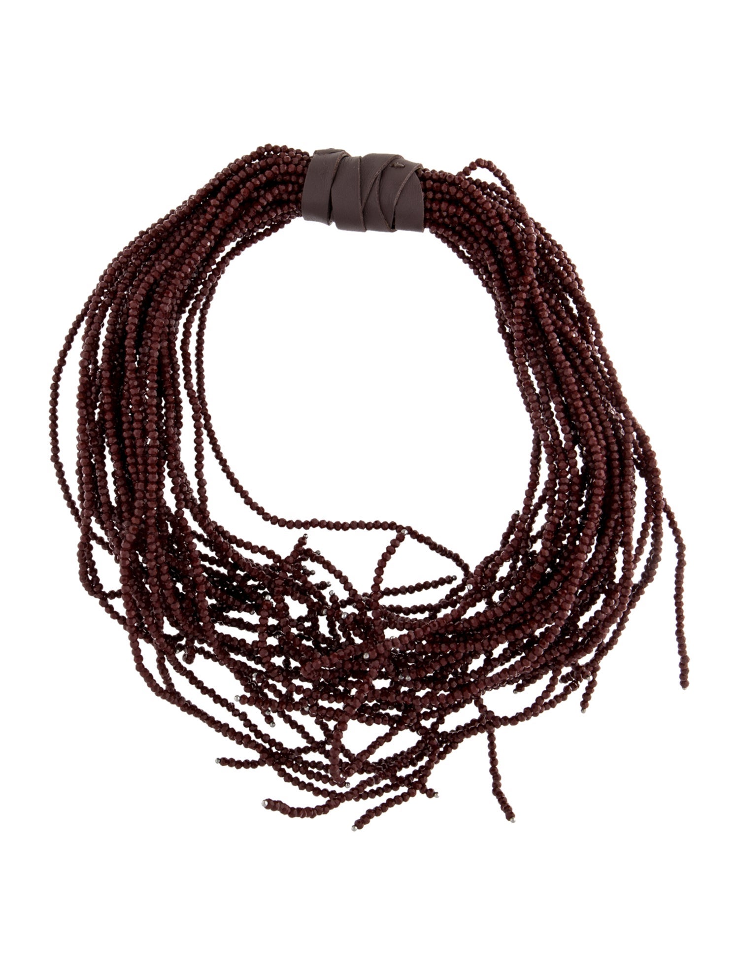 Brunello Cucinelli Bead & Leather Choker Necklace