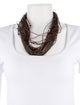 Brunello Cucinelli Leather Beaded Multi-Strand Necklace