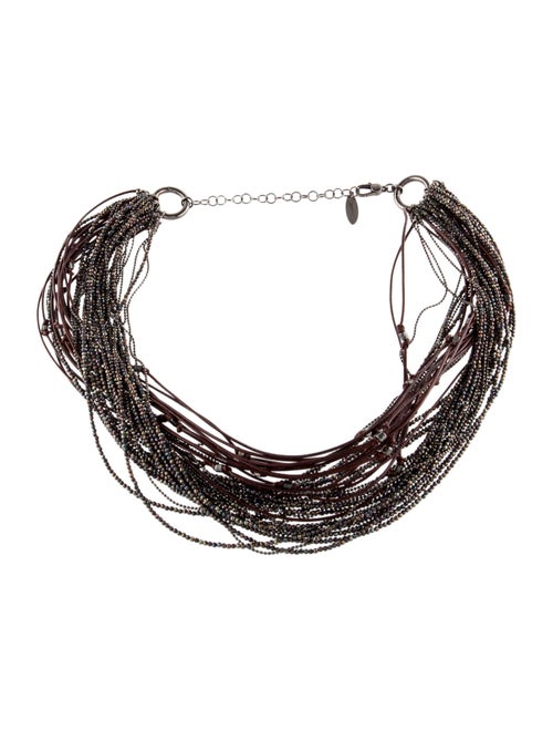 Brunello Cucinelli Leather & Monili Beaded Multistrand Necklace