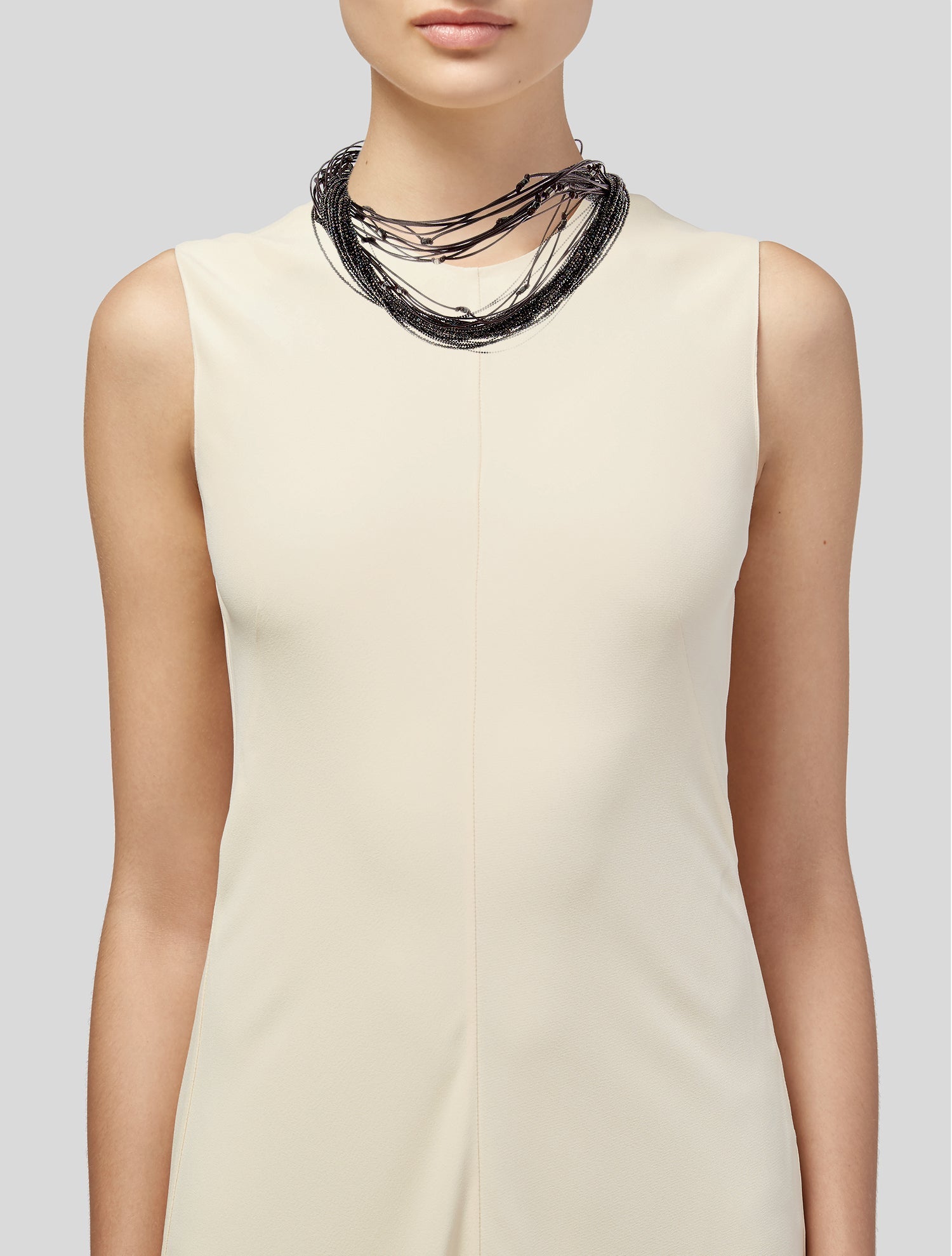 Brunello Cucinelli Leather & Monili Beaded Multistrand Necklace