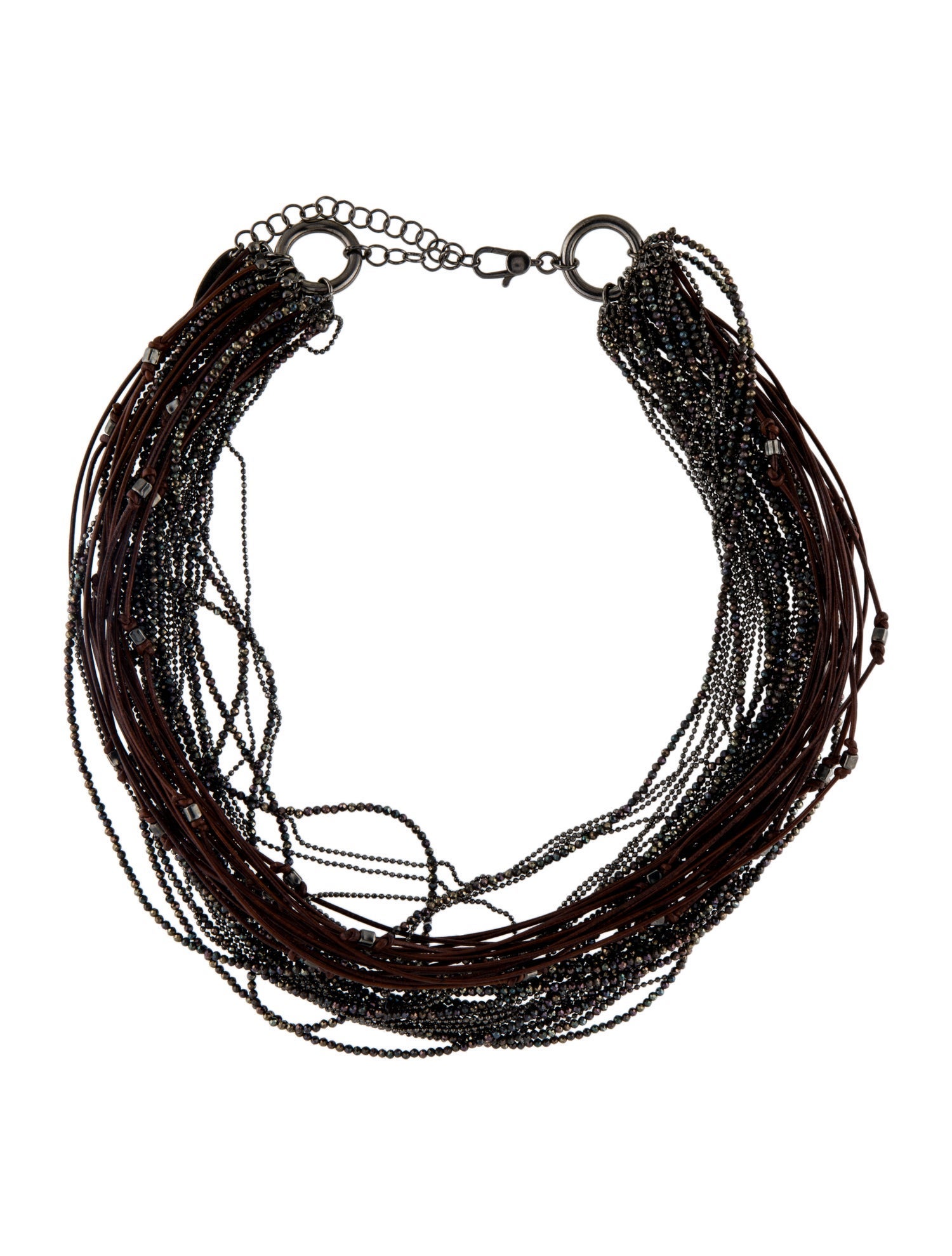 Brunello Cucinelli Leather & Monili Beaded Multistrand Necklace