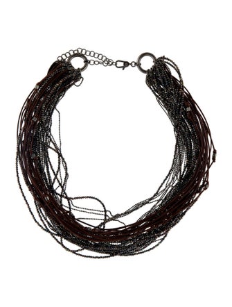 Brunello Cucinelli Leather & Monili Beaded Multistrand Necklace