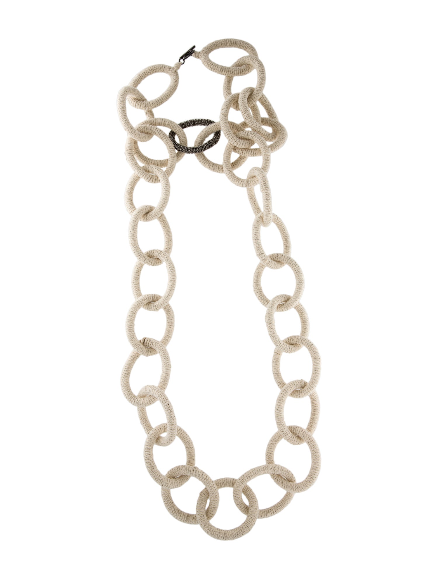 Brunello Cucinelli Cord & Monilli Double Strand Chain Necklace