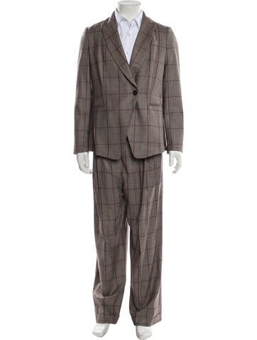 Brunello Cucinelli Suiting Plaid Print Two-Piece Suit Us34, It44 | XS
