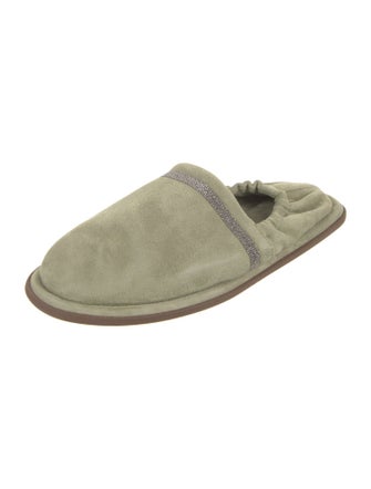 Brunello Cucinelli Suede Crystal Embellishments Flats