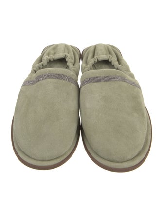 Brunello Cucinelli Suede Crystal Embellishments Flats