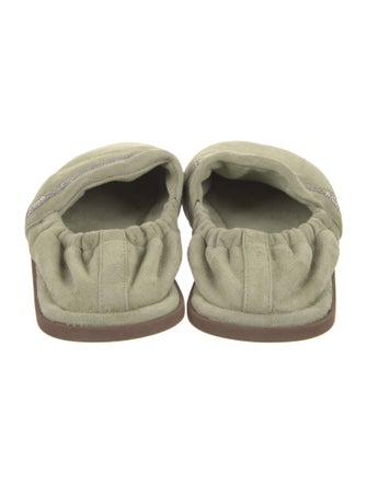 Brunello Cucinelli Suede Crystal Embellishments Flats