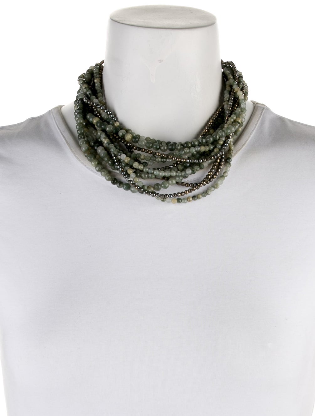 Brunello Cucinelli Pyrite & Agate Multistrand Beaded Necklace ...