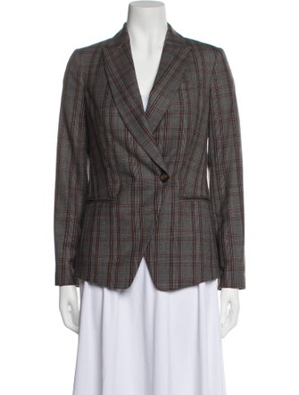 Brunello Cucinelli Virgin Wool Plaid Print Blazer