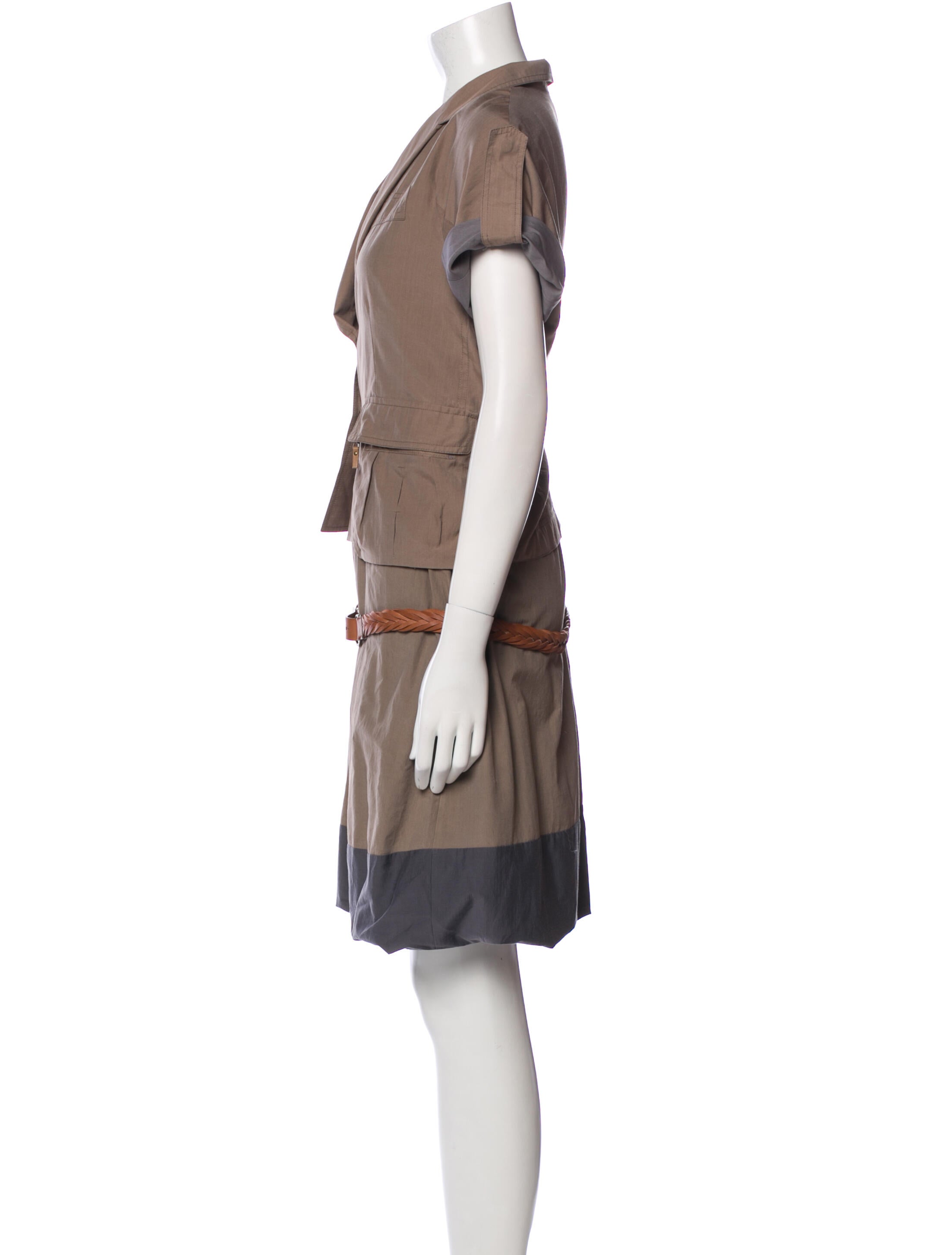 Brunello Cucinelli Colorblock Pattern Pleated Accents Dress Set