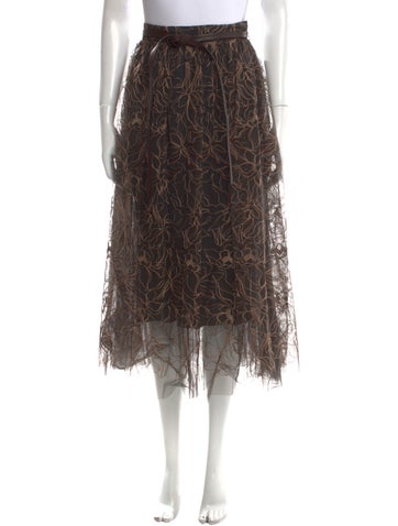 Brunello Cucinelli Skirts Lace Pattern Midi Length Skirt Us0, It36 | XS
