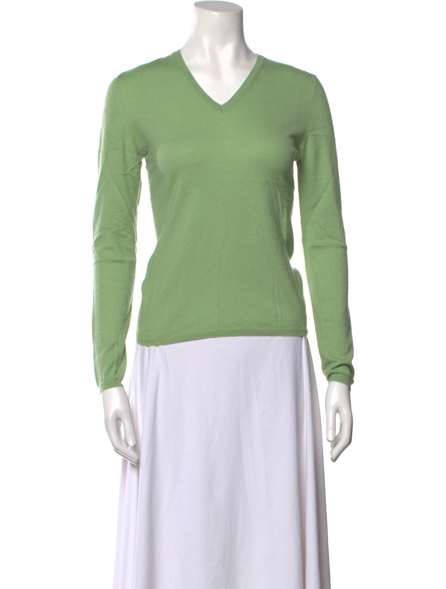 Brunello Cucinelli Cashmere VNeck Sweater Green Knitwear, Clothing