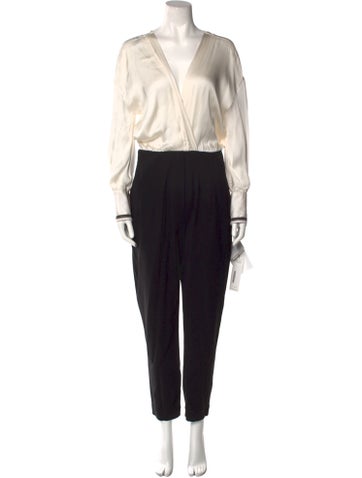 Brunello Cucinelli Jumpsuits and Rompers Silk Colorblock Pattern Jumpsuit M