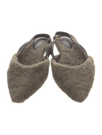 Brunello Cucinelli Studded Accents Slingback Flats