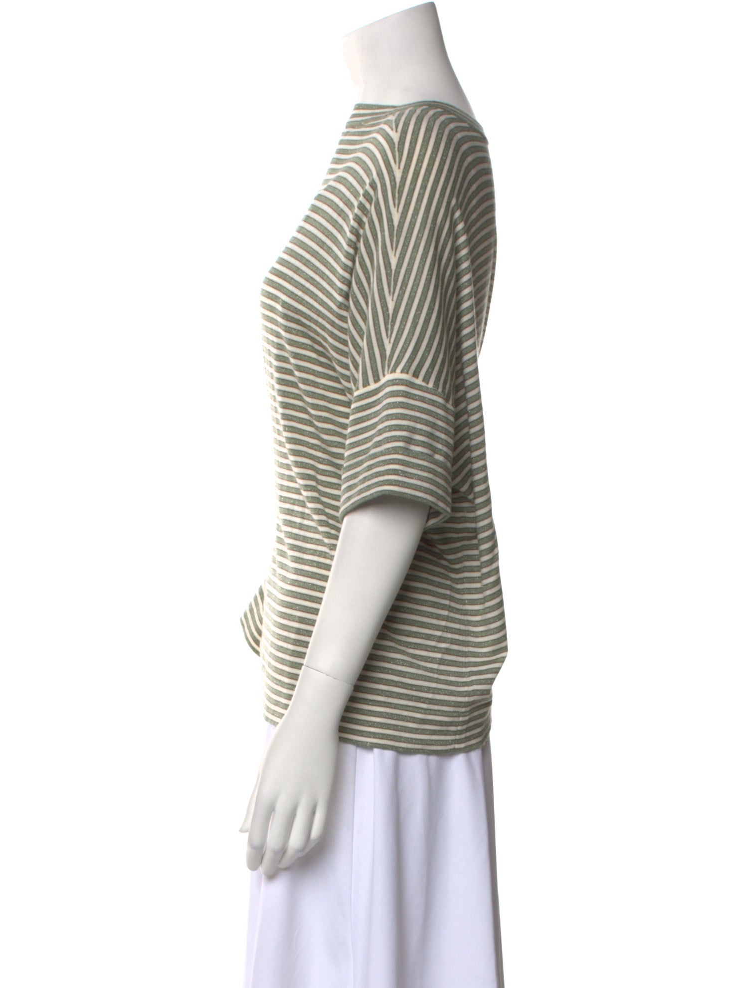 Brunello Cucinelli Striped Bateau Neckline T-Shirt w/ Tags