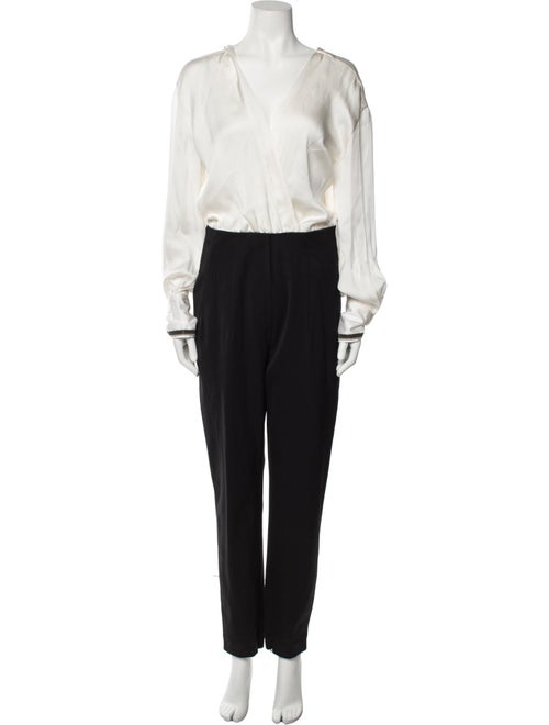 Brunello Cucinelli Silk Colorblock Pattern Jumpsuit