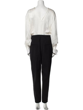Brunello Cucinelli Silk Colorblock Pattern Jumpsuit
