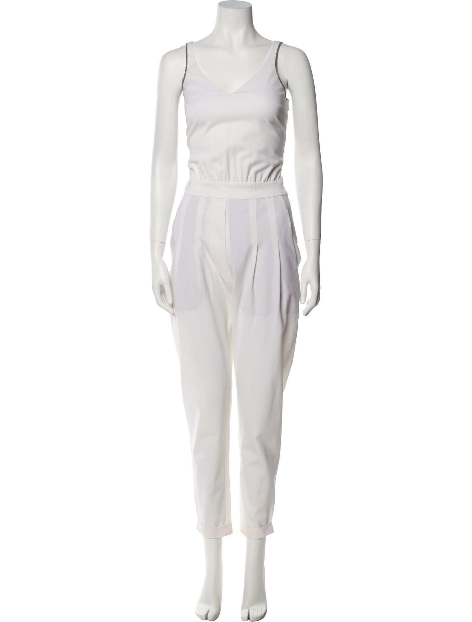 Brunello Cucinelli Virgin Wool V-Neck Jumpsuit