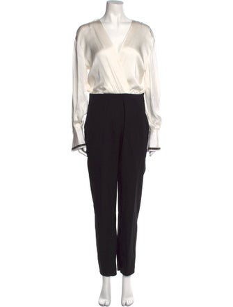 Brunello Cucinelli Silk Colorblock Pattern Jumpsuit